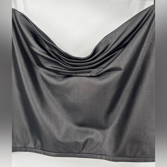 🆕 NWOT Superdown Revolve Cameron Tie Strap Crop Top Black Ruched Tank Top Large - Picture 12 of 16